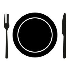 Wall Mural - plate with knife and fork isolated on white background vector illustration