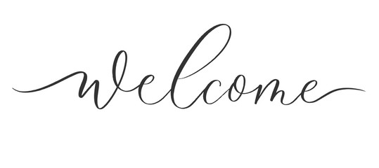 Wall Mural - Welcome - calligraphic inscription with smooth lines.
