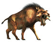The Entelodon, or hell pig, is an extinct prehistoric pig or boar-like mammal that lived during the Eocene and Miocene. On a white background . 3D Rendering