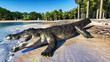 © satori - The crocodile rests by the river 3d rendering