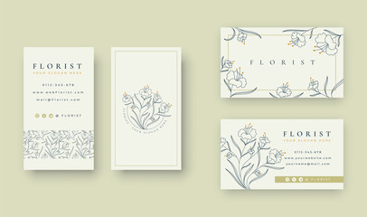 minimal Floral logo with business card template