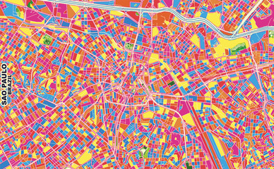 Poster - Sao Paulo, Brazil, colorful vector map