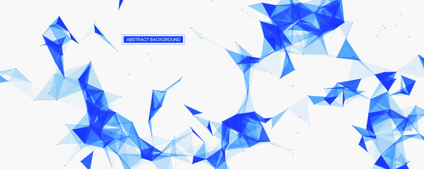 Abstract Polygonal Space Bright Background with Blue Connecting Dots and Lines | Fashion or Technology Commercial Banner