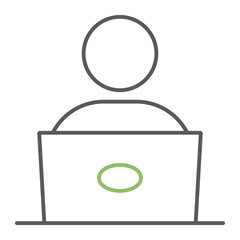 Student with laptop color line icon, education and school, male worker sign vector graphics, a linear icon on a white background, eps 10.