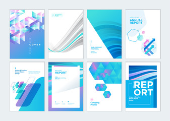 Set of brochure, annual report, business plan cover design templates. Vector illustrations for business presentation, business paper, corporate document, flyer and marketing material.