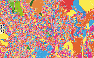 La Paz, Bolivia, colorful vector map