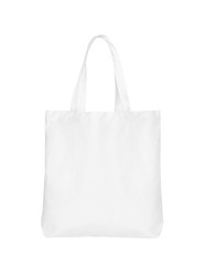 White fabric bag isolated on white background. White cotton bag or canvas bag.