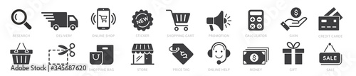 Fotografía Online shopping icons set, payment elements vector illustration