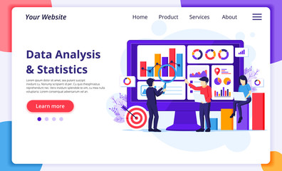 Wall Mural - data analysis concept, people work in front of a big screen. auditing, financial consulting. modern 
