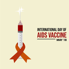 Ribbon on Syringe. World AIDS Vaccine Day