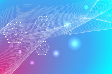 Hexagonal abstract background. Big Data Visualization. Global network connection. Medical, technology, science background. Vector illustration.