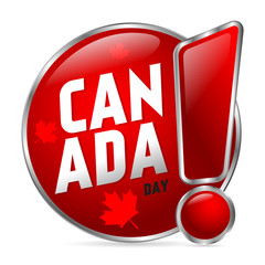 Wall Mural - Red button with the inscription canada day. Sticker on the door, packaging. 3D style. Vector illustration