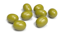 Green Olives On A White Background