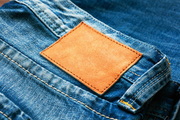 Blank jeans label close-up