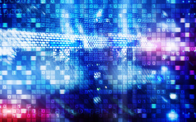 Wall Mural - digital matrix binary code mainframe server room computing communication concept.