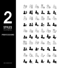 Poster - Simple Line Icons of Professions