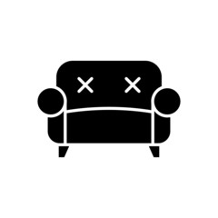 Sticker - sofa, couch icon vector sign in black flat design on white background