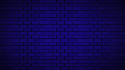 Wall Mural - Empty brick wall with blue neon light with copy space. Lighting effect blue color glow on brick wall background. Royalty high-quality free stock photo image of blank, empty background for texture