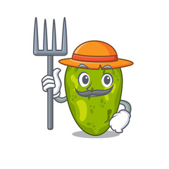 Sticker - Cartoon character design of cyanobacteria as a Farmer with hat and pitchfork