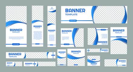 set of creative web banners of standard size with a place for photos. business ad banner. vertical, 