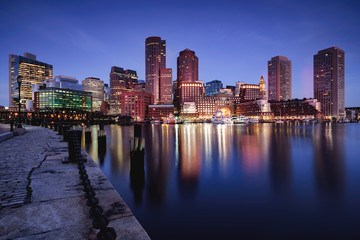 Wall Mural - Boston skyline at dusk