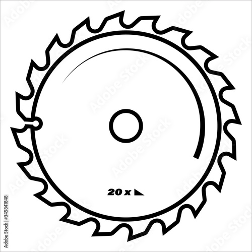 Fotomural circular saw blade. The icon. Isolated vector on white background