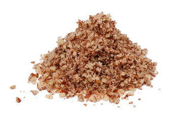 Wall Mural - Heap of granulated pecan nut isolated