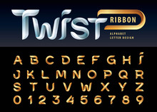 Vector Of Twist Ribbons Alphabet Letters And Numbers, Modern Origami Stylized Rounded Lettering