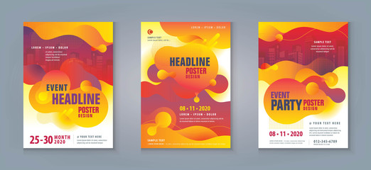 Wall Mural - business flyer poster design set. layout template, abstract liquid shape fluid design