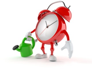 Wall Mural - Alarm clock character holding watering can