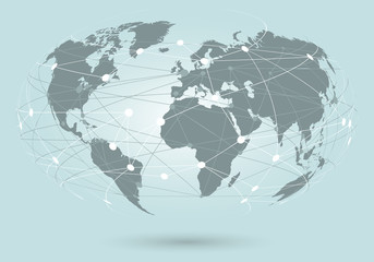 connecting points and lines on the world map