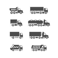 Wall Mural - Set glyph icons of trucks