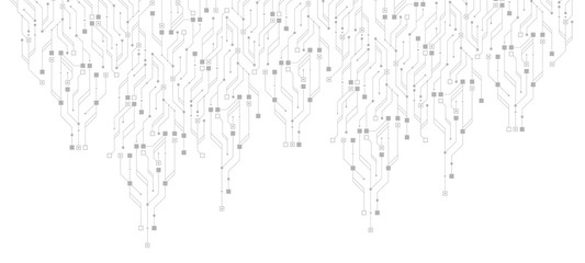 Fototapete - Technology circuit board texture background. Abstract circuit board banner wallpaper. Digital data industry. Engineering electronic motherboard. Wave flow , vector illustration.