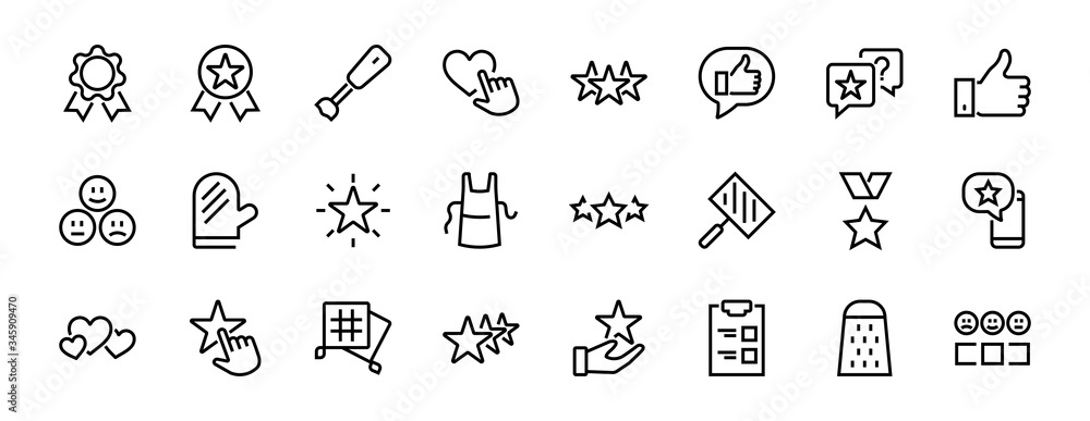 Start Review Icon Simple Set Feedback, reviews thin line icons. Evaluation, review, STAR ...
