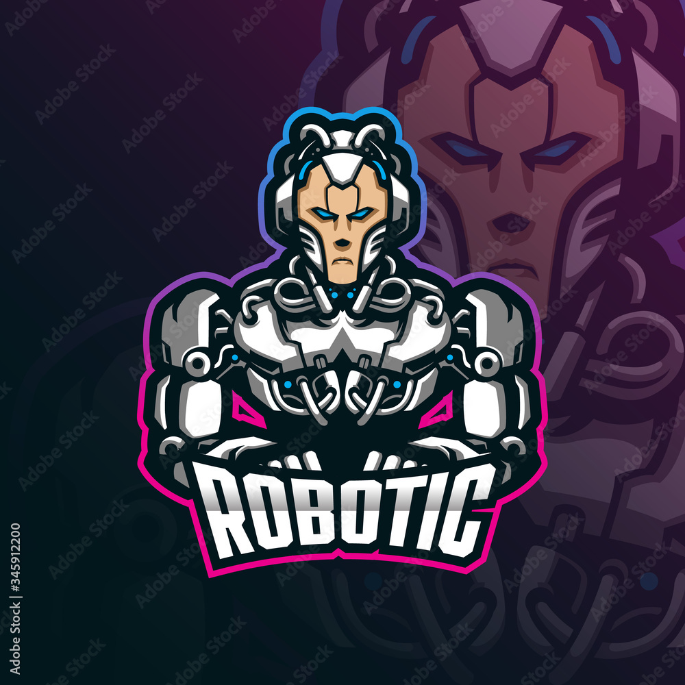robotic mascot logo design vector with modern illustration concept ...