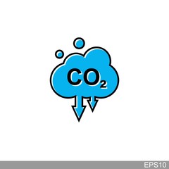 Wall Mural - co2, carbon dioxide emissions icon on white background.vector illustration