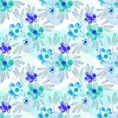 Wall Mural - Floral seamless pattern. Hand drawn background.