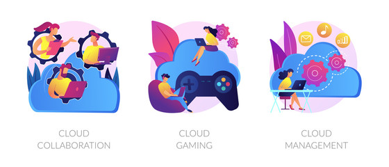 Wall Mural - computing technology. internet of things. cloud collaboration, cloud gaming, cloud management metaph