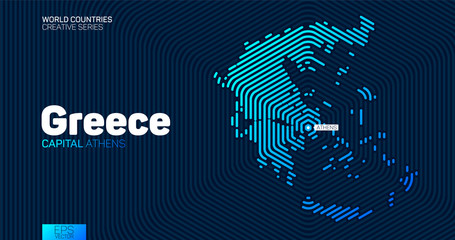Wall Mural - abstract map of greece with hexagon lines
