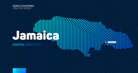 Wall Mural - abstract map of jamaica with hexagon lines