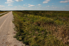 Looking Northwest Over The Cattail Marsh Of The Horicon National Wildlife Refuge, With Dike Road Going Straight West Through It.  This Location Is Near Kekoskee, Wisconsin.