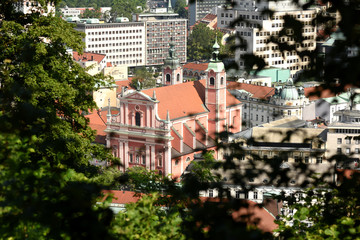 Sticker - Ljubljana cityscape. City of Ljubljana, Slovenia.