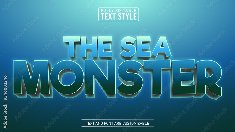 Underwater Sea Monster Game and Movie Title Editable Text Effect Stock ...