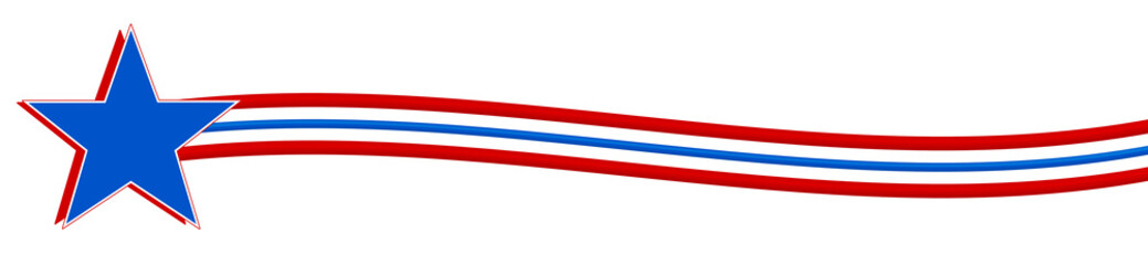 Red, white, and blue star with waved stripes - Graphic Illustration