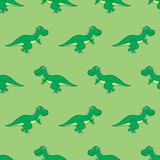 Fototapeta Dinusie - seamless pattern background with green dinosaur animal, cute illustration vector cartoon style drawing