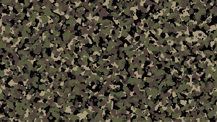 Wall Mural - Brown and green Camouflage. Khaki Camo background, military pattern, army and sport clothing, urban fashion. Vector Format. 16:9 aspect ratio.