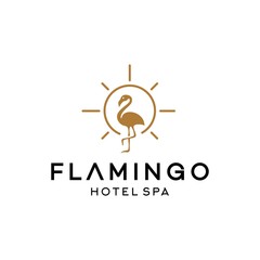 Wall Mural - flamingo and sunset or sunrise logo icon in trendy minimal line linear style for hotel spa saloon wellness business . 