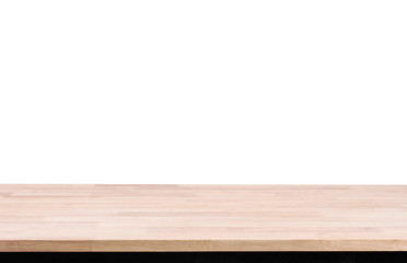 Wall Mural - Wood table top on white background, can be used for display or montage your product.