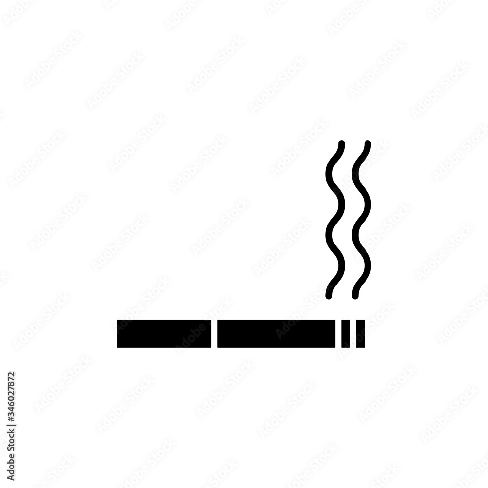 cigarette logo Smoke cigarette icon vector illustration, Smoke cigarette logo vector in  black flat design on white background Stock Vector