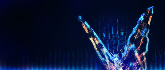 Abstract butterfly 3D illustration digital innovation futuristic technology transform evolution concept New normal after coronavirus crisis business world life change disrupt use strategy leadership